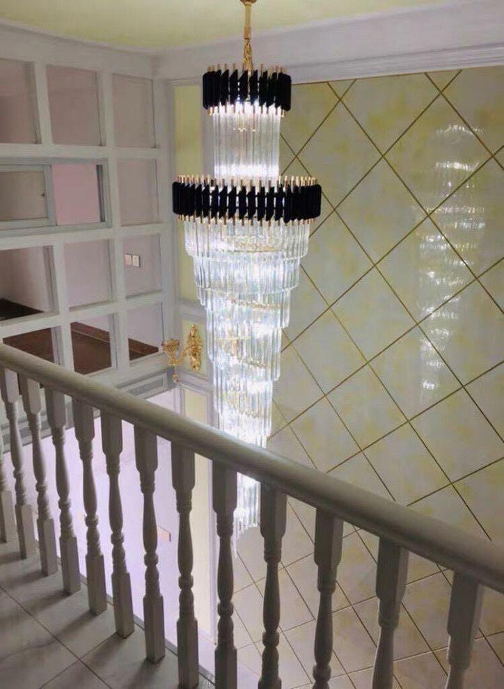 Spiral Crystal Chandelier For Foyer/ Staircase-Nobipets
