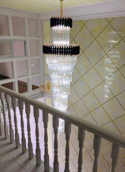 Spiral Crystal Chandelier For Foyer/ Staircase-Nobipets