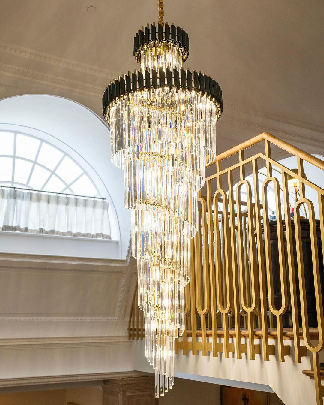 Spiral Crystal Chandelier For Foyer/ Staircase-Nobipets