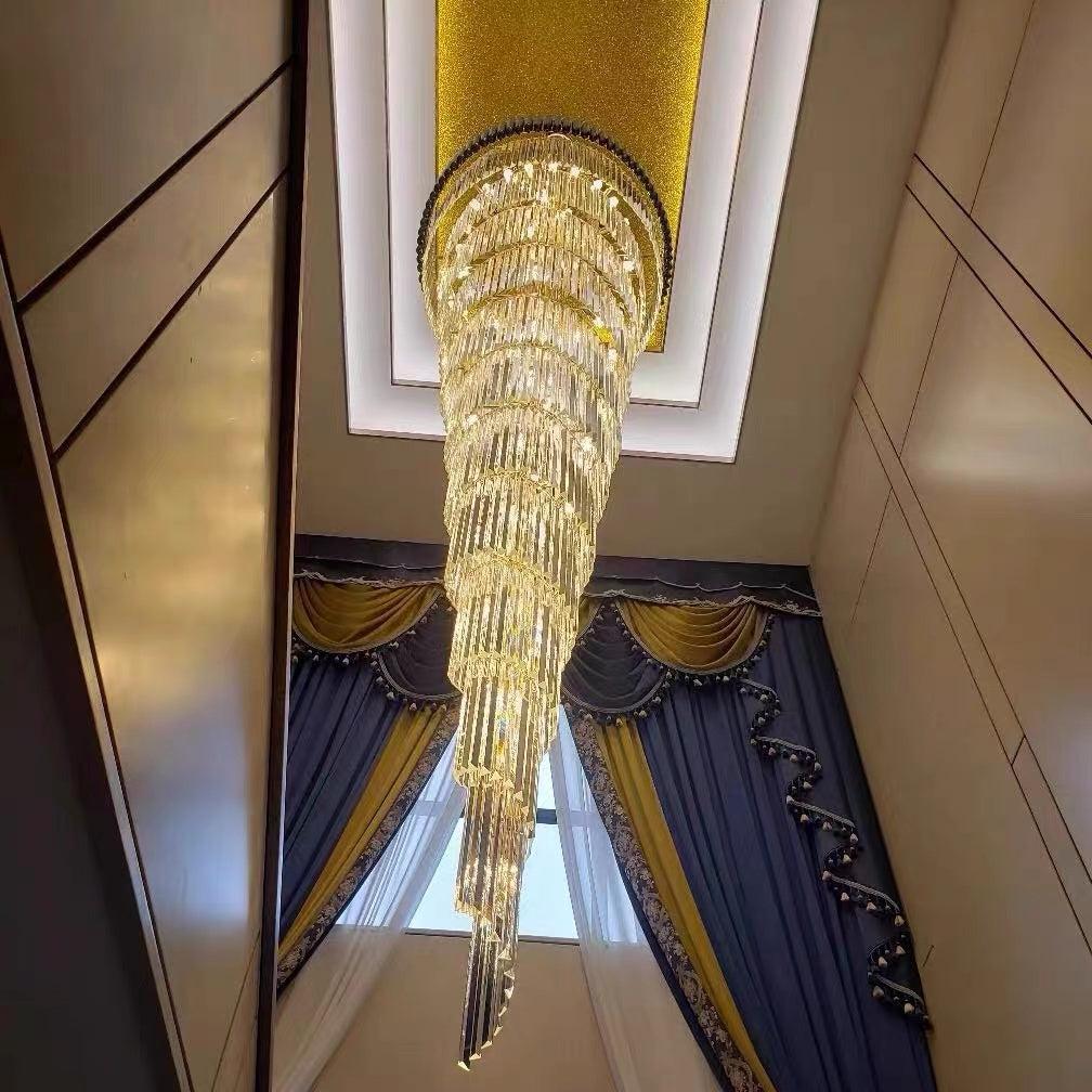 Spiral Crystal Chandelier For Foyer/ Staircase-Nobipets