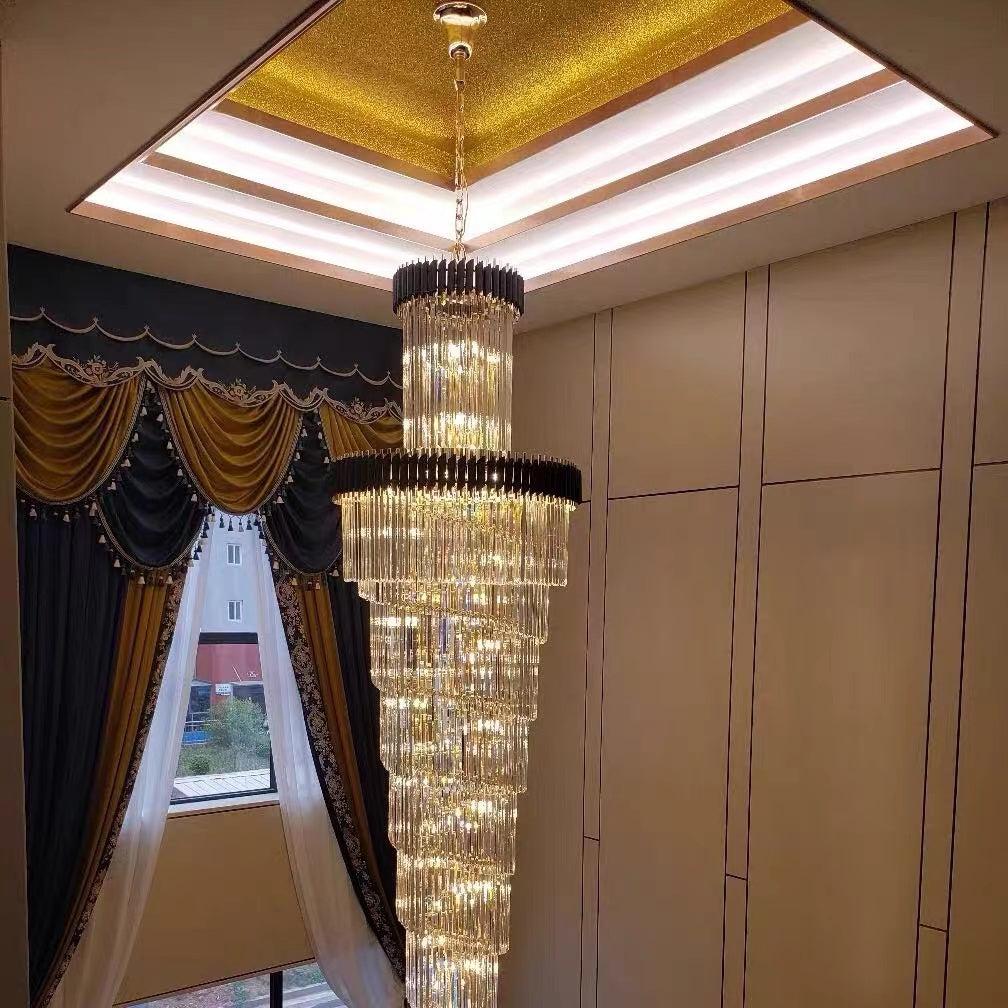 Spiral Crystal Chandelier For Foyer/ Staircase-Nobipets