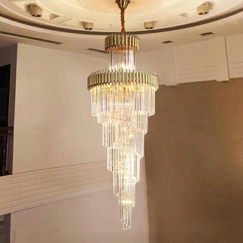 Spiral Crystal Chandelier For Foyer/ Staircase-Nobipets