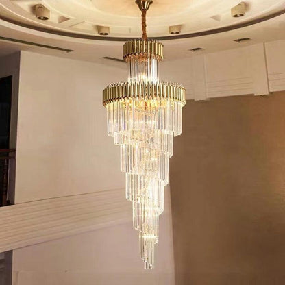 Spiral Crystal Chandelier For Foyer/ Staircase-Nobipets