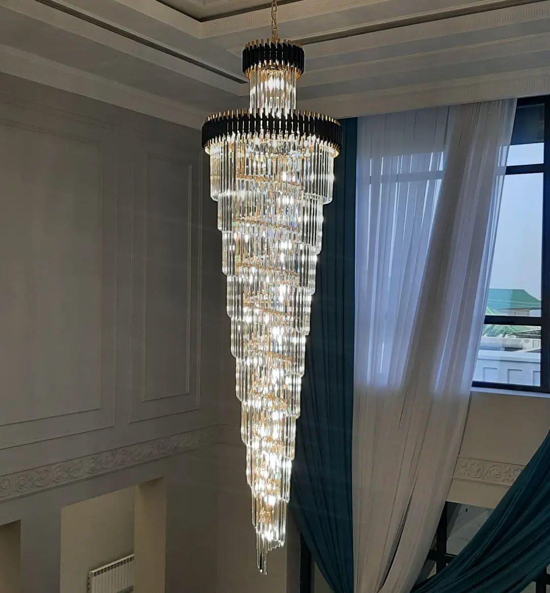 Spiral Crystal Chandelier For Foyer/ Staircase-Nobipets