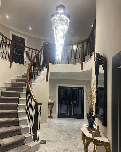 Spiral Crystal Chandelier For Foyer/ Staircase-Nobipets