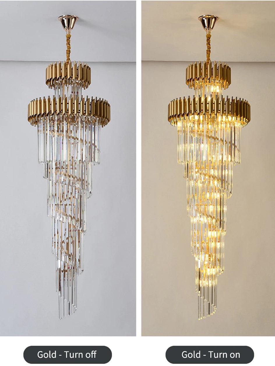Spiral Crystal Chandelier For Foyer/ Staircase-Nobipets