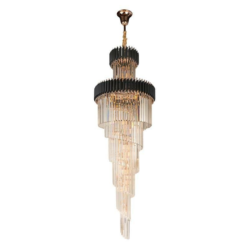 Spiral Crystal Chandelier For Foyer/ Staircase-Nobipets