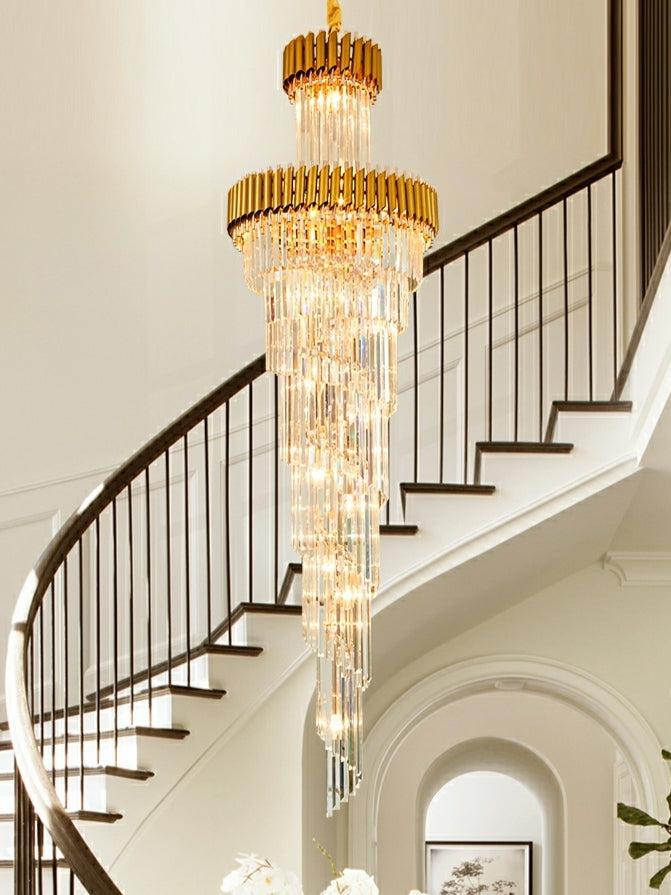 Spiral Crystal Chandelier For Foyer/ Staircase-Nobipets