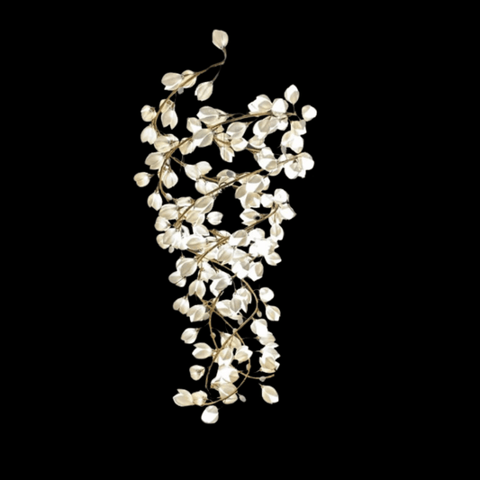 Spiral Pure White Magnolia Chandelier with Golden Branches for Staircase/High-ceiling Space/Foyer/ Duplex-Nobipets