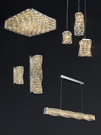 Square Crystal Flush Mounted Living/ Bedroom Chandelier Shining Ceiling Lighting Fixture For Hotel Decor-Nobipets
