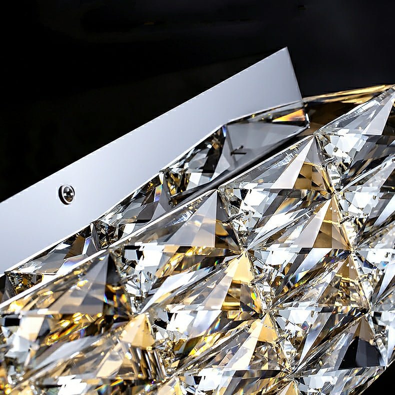 Square Crystal Flush Mounted Living/ Bedroom Chandelier Shining Ceiling Lighting Fixture For Hotel Decor-Nobipets