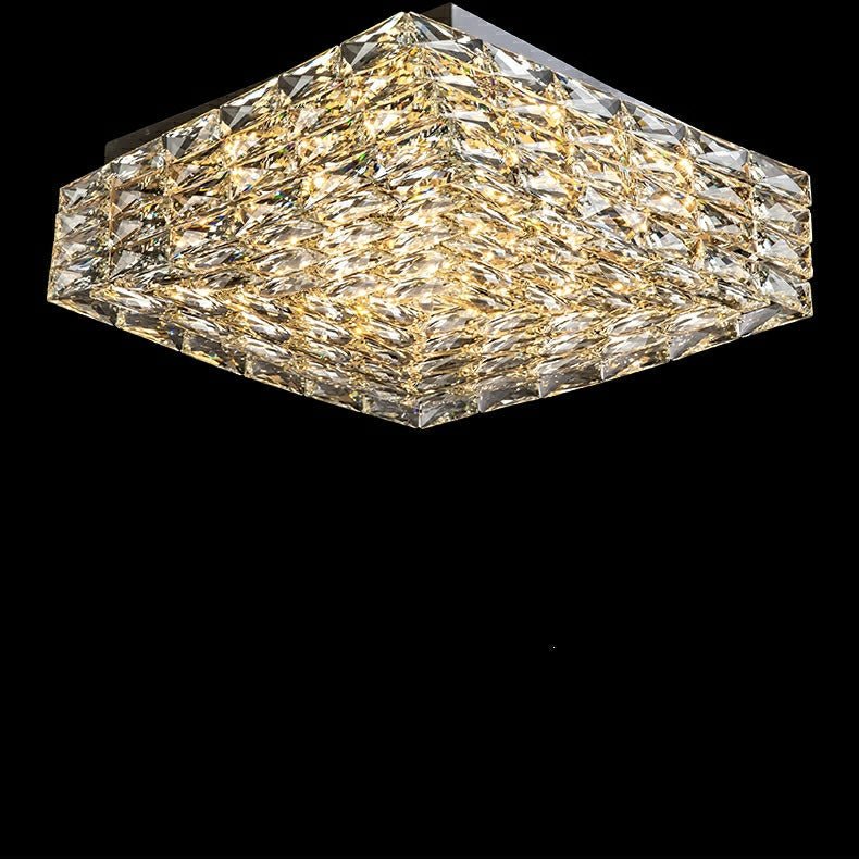 Square Crystal Flush Mounted Living/ Bedroom Chandelier Shining Ceiling Lighting Fixture For Hotel Decor-Nobipets