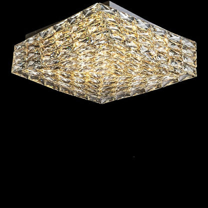Square Crystal Flush Mounted Living/ Bedroom Chandelier Shining Ceiling Lighting Fixture For Hotel Decor-Nobipets