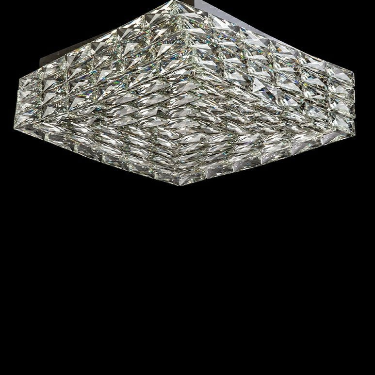 Square Crystal Flush Mounted Living/ Bedroom Chandelier Shining Ceiling Lighting Fixture For Hotel Decor-Nobipets