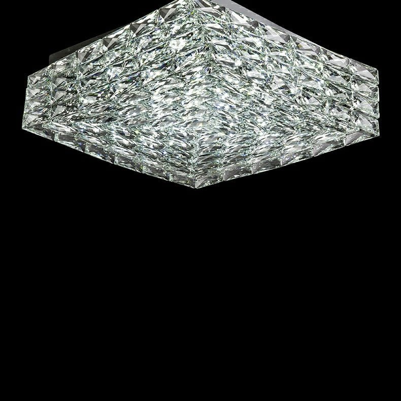 Square Crystal Flush Mounted Living/ Bedroom Chandelier Shining Ceiling Lighting Fixture For Hotel Decor-Nobipets
