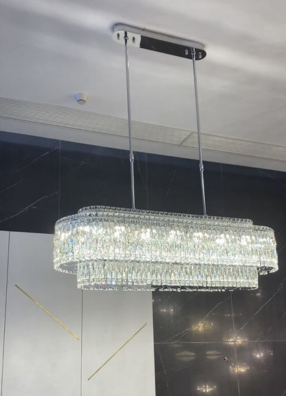 Stunning Modern Rectangle Ceiling Light Crystal Chandelier For Dining Table/Coffee Table/Living Room/Bedroom-Nobipets
