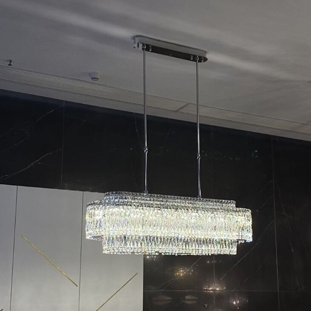 Stunning Modern Rectangle Ceiling Light Crystal Chandelier For Dining Table/Coffee Table/Living Room/Bedroom-Nobipets