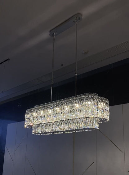 Stunning Modern Rectangle Ceiling Light Crystal Chandelier For Dining Table/Coffee Table/Living Room/Bedroom-Nobipets