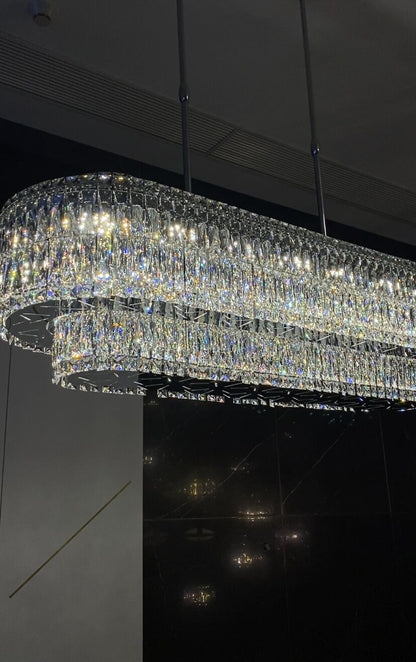 Stunning Modern Rectangle Ceiling Light Crystal Chandelier For Dining Table/Coffee Table/Living Room/Bedroom-Nobipets