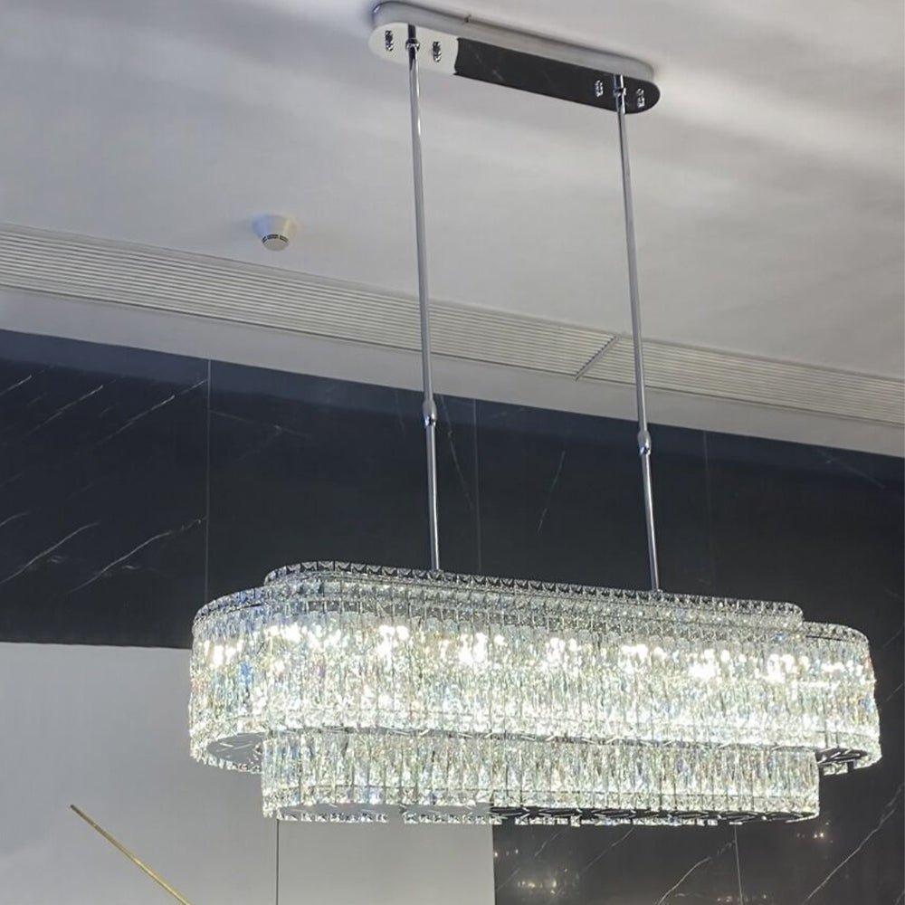 Stunning Modern Rectangle Ceiling Light Crystal Chandelier For Dining Table/Coffee Table/Living Room/Bedroom-Nobipets
