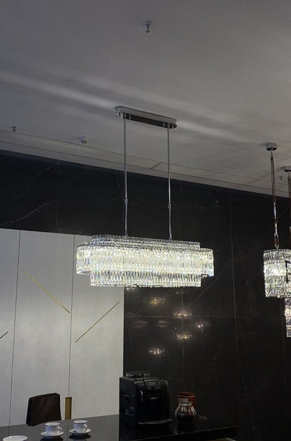 Stunning Modern Rectangle Ceiling Light Crystal Chandelier For Dining Table/Coffee Table/Living Room/Bedroom-Nobipets