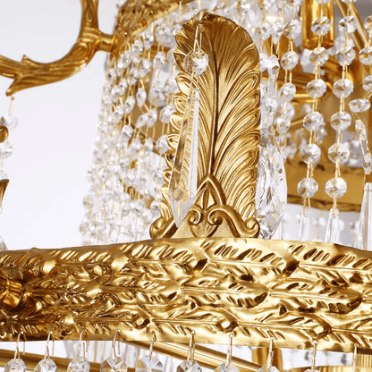 Stunning Oversized Luxury Golden Metal Candle Crystal Tassel Chandelier For High-ceiling Staircase/Entryway/Living/Meeting Room-Nobipets