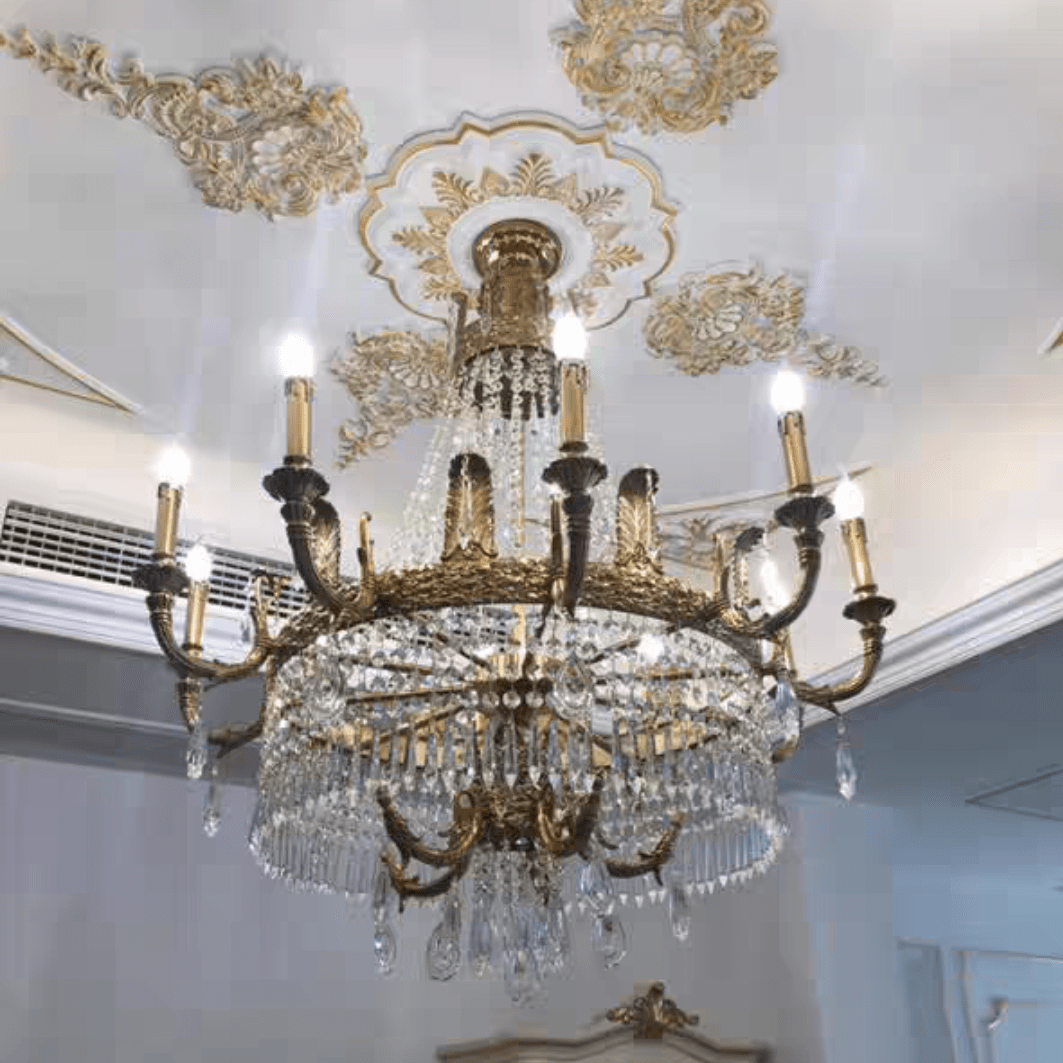 Stunning Oversized Luxury Golden Metal Candle Crystal Tassel Chandelier For High-ceiling Staircase/Entryway/Living/Meeting Room-Nobipets
