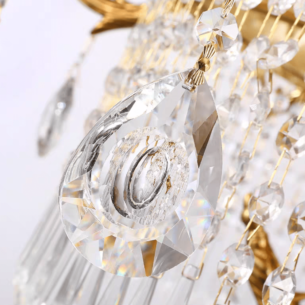 Stunning Oversized Luxury Golden Metal Candle Crystal Tassel Chandelier For High-ceiling Staircase/Entryway/Living/Meeting Room-Nobipets