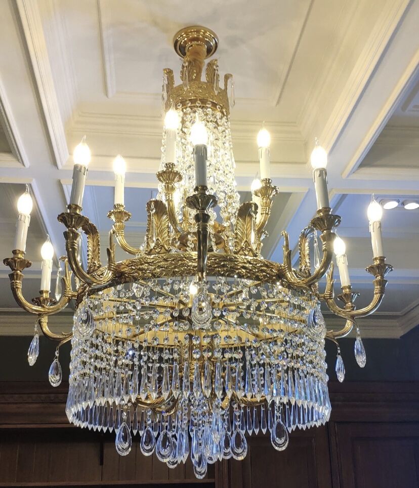 Stunning Oversized Luxury Golden Metal Candle Crystal Tassel Chandelier For High-ceiling Staircase/Entryway/Living/Meeting Room-Nobipets