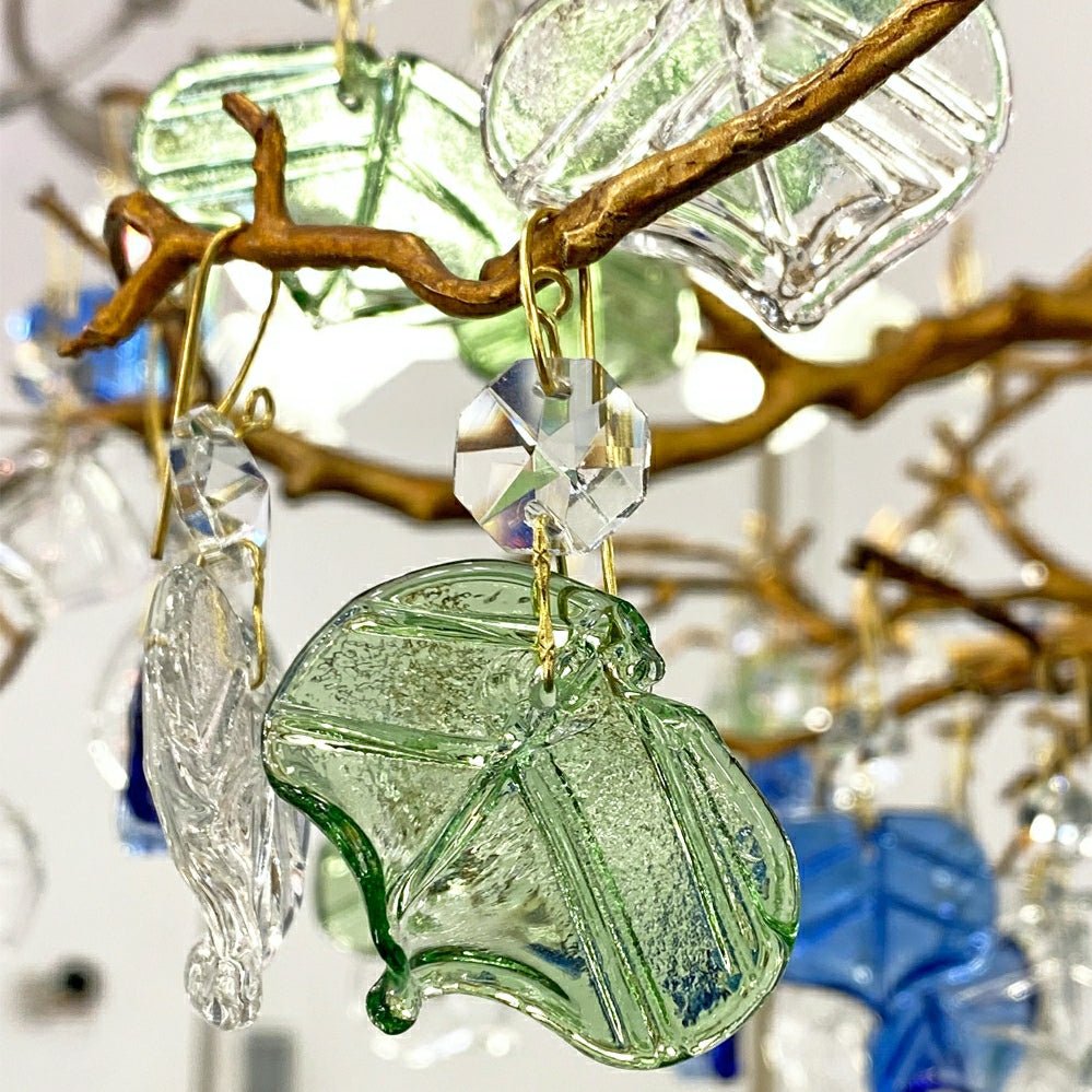 Stylish Colored Glaze Flower Crystal Chandelier Brass Tree Branch Ceiling Light For Living Room Hotel Hall-Nobipets