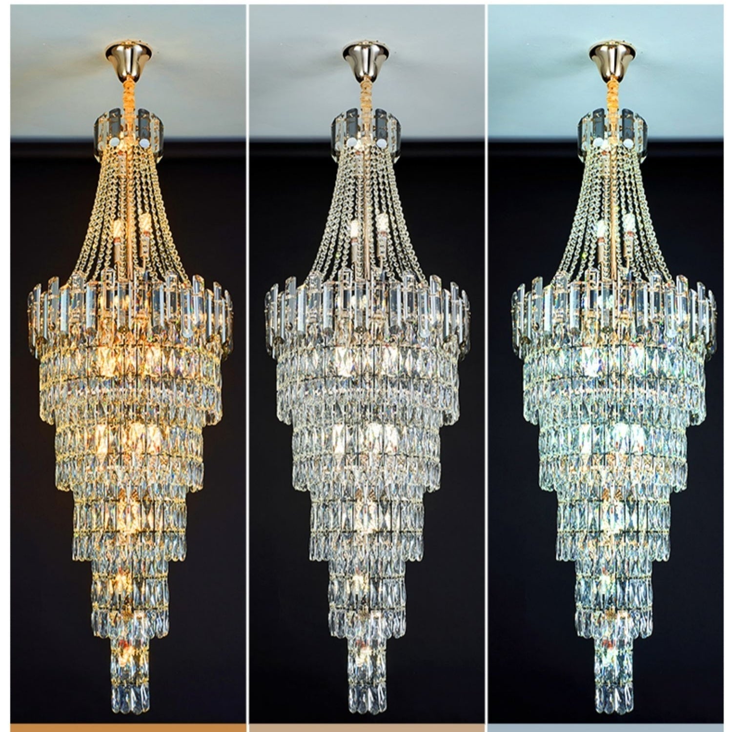 Stylish Foyer Long Staircase Chandelier Large Crystal Ceiling Lighting Fixture For Living Room Decoration-Nobipets