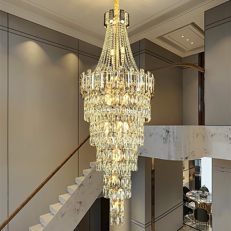 Stylish Foyer Long Staircase Chandelier Large Crystal Ceiling Lighting Fixture For Living Room Decoration-Nobipets