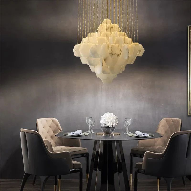 Talan Multi-layer Irregular Alabaster Chandelier-Nobipets