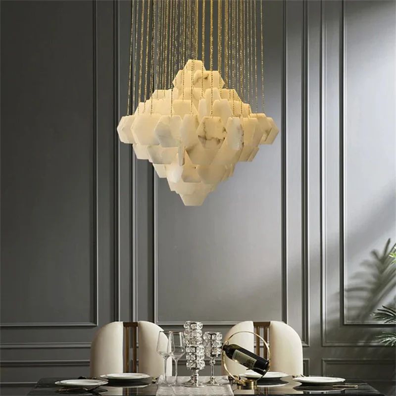 Talan Multi-layer Irregular Alabaster Chandelier-Nobipets