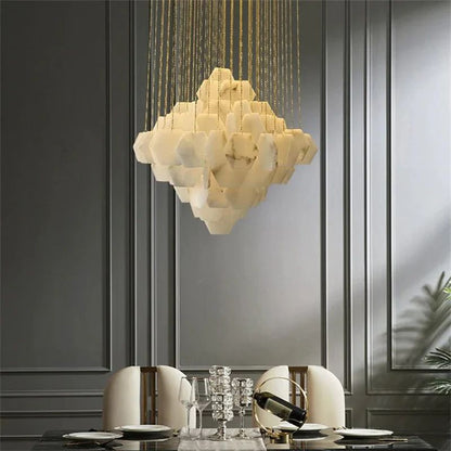 Talan Multi-layer Irregular Alabaster Chandelier-Nobipets