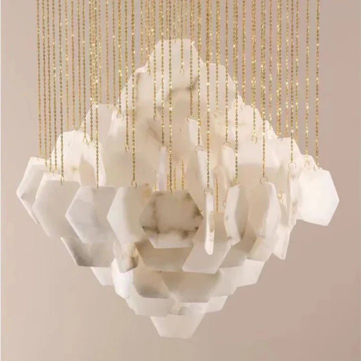 Talen Alabaster Multi-layer Irregular Square Chandelier