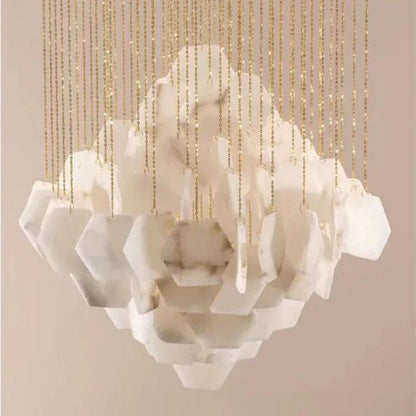 Talen Alabaster Multi-layer Irregular Square Chandelier
