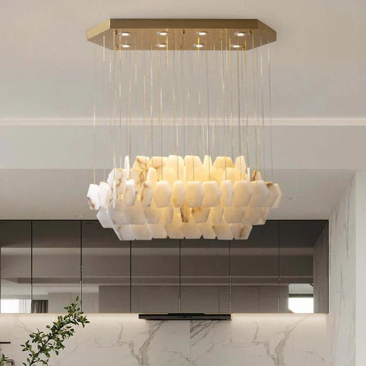 Talen Alabaster Rectangle Chandelier 32"W