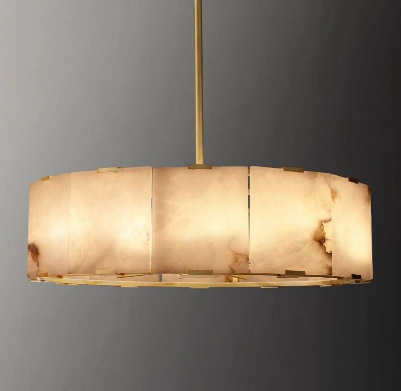 Tam Round Alabaster Chandelier-Nobipets