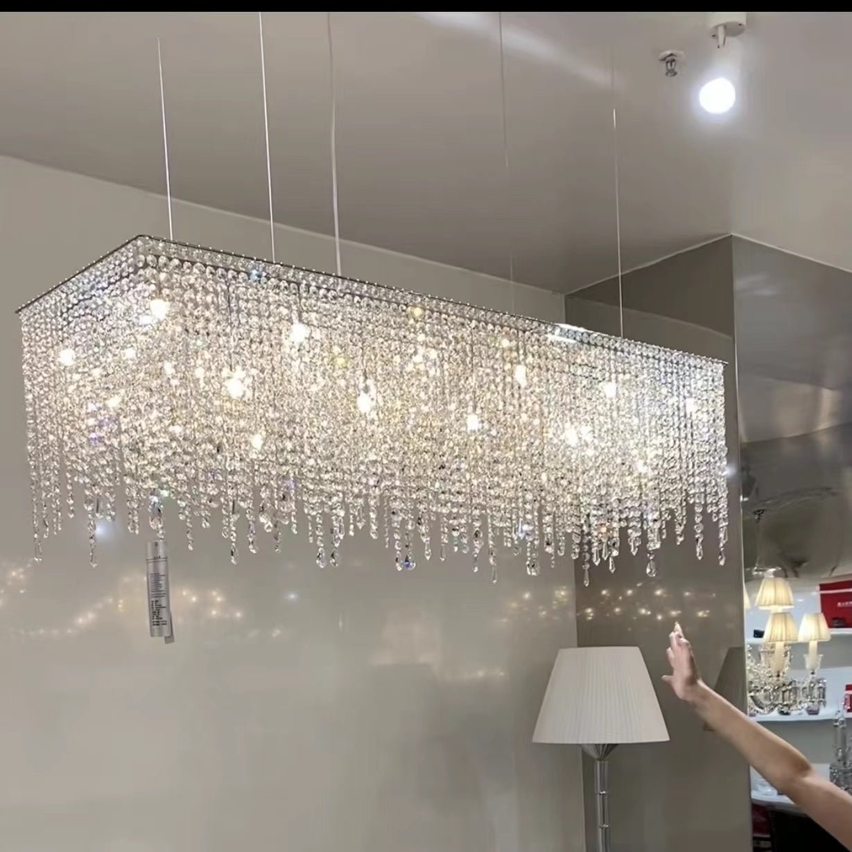 Tassel Rectangle Crystal Chandelier For Dining Room Island Kitchen-Nobipets