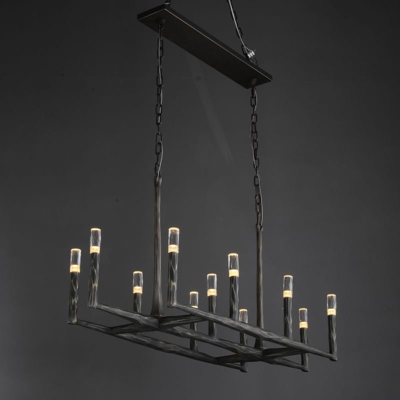 Thaddeus Forged Linear Chandelier 54" 72" 96"-Nobipets