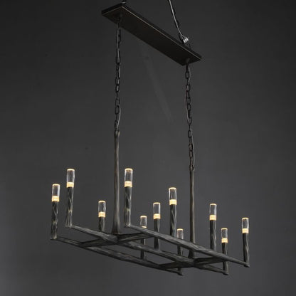 Thaddeus Forged Linear Chandelier 54" 72" 96"-Nobipets