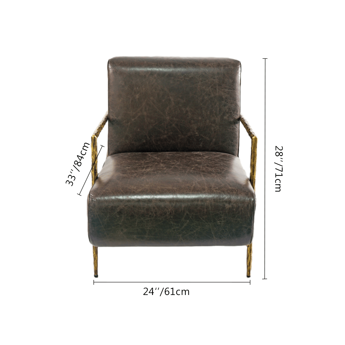 Thaddeus Genuine Brown Leather Accent Chair