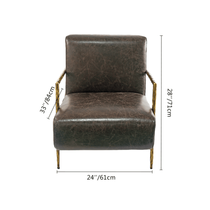 Thaddeus Genuine Brown Leather Accent Chair
