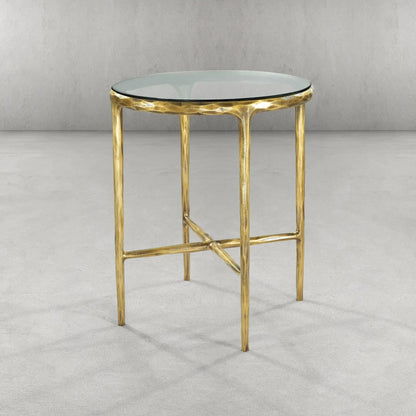 Thaddeus Glass Round Side Table 18" 22"