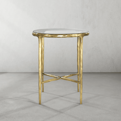 Thaddeus Glass Round Side Table 18" 22"