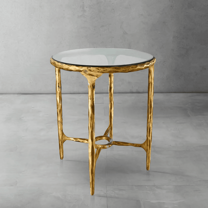 Thaddeus Glass Round Side Table 18" 22"