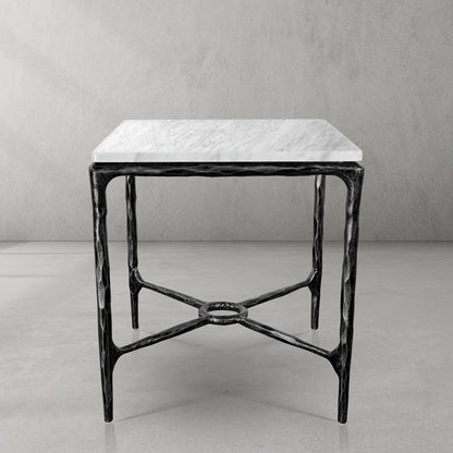 Thaddeus Mabrble Square Side Table 18" 22"