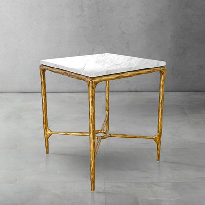 Thaddeus Mabrble Square Side Table 18" 22"