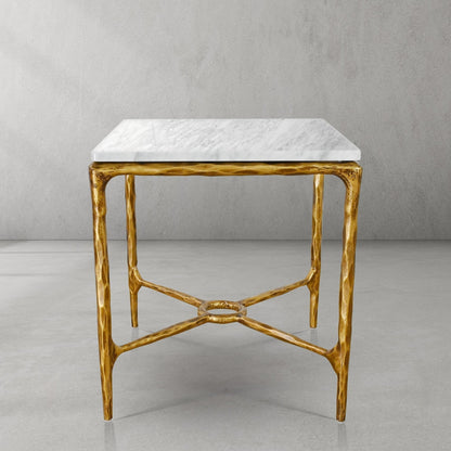 Thaddeus Mabrble Square Side Table 18" 22"